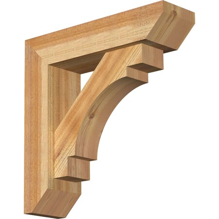 Ekena Millwork Merced Slat Rough Sawn Bracket w/ Offset Brace, Western Red Cedar, 6"W x 22"D x 22"H BKT0604X22X22MRC06RWR
